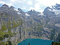 Great views of the peaks forming the cirque above the Oeschinensee