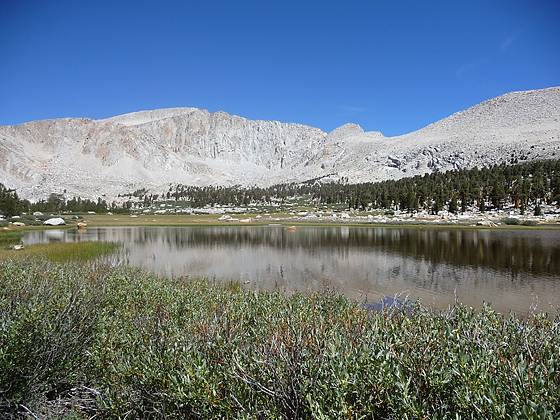 Shallow tarn, framed by Mt. Langley, on the way to Cottonwood Lake #3 