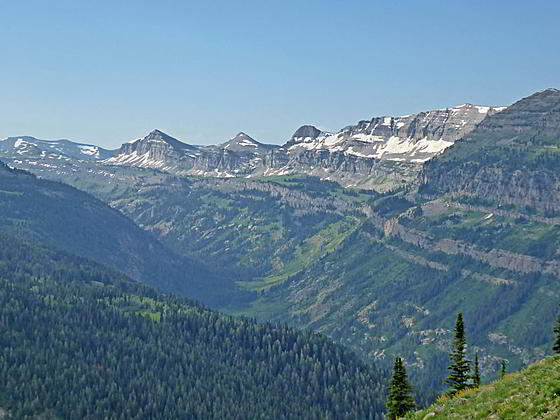 Peaks and ridges rising above the South Fork 